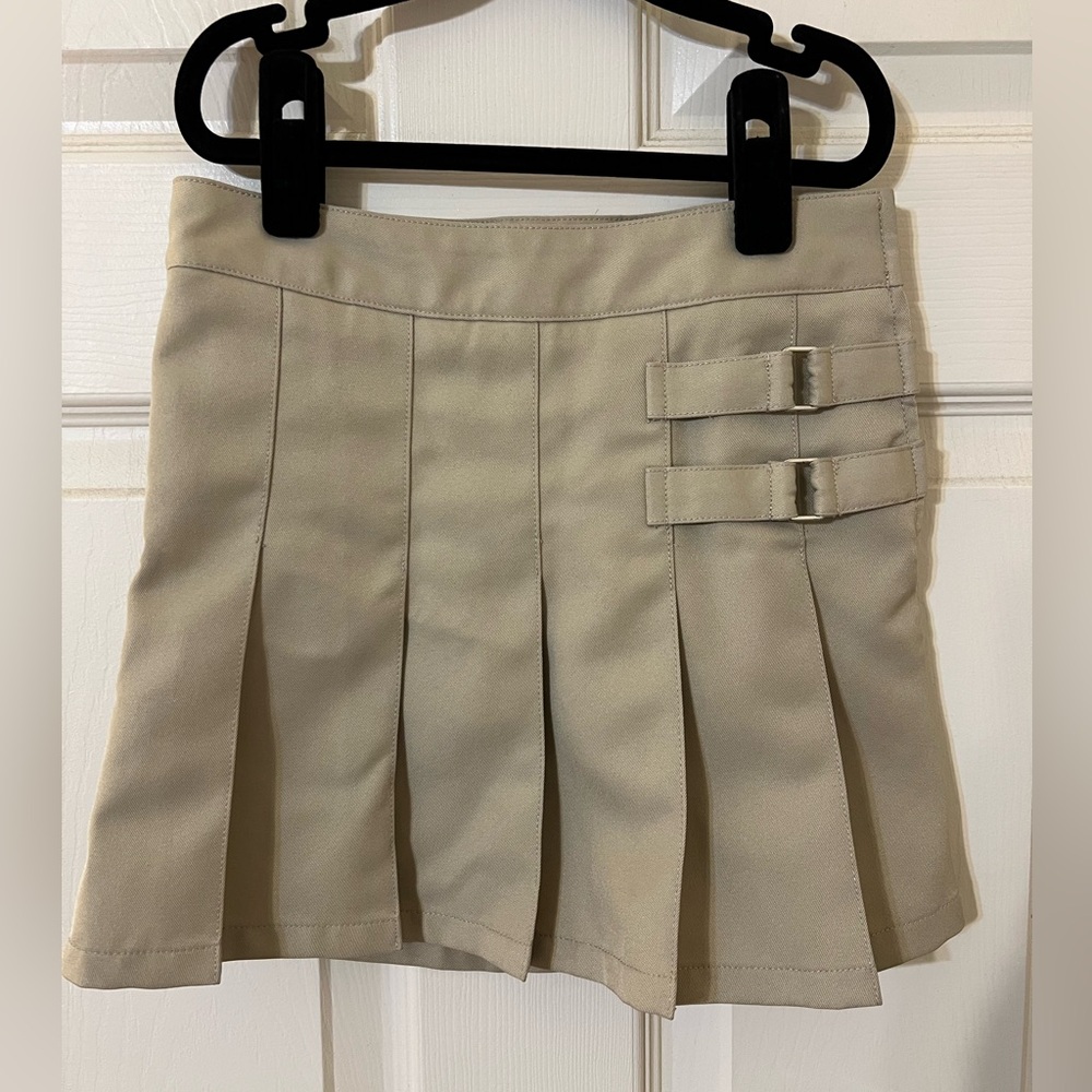 French Toast Tan Skirt with Navy Accents